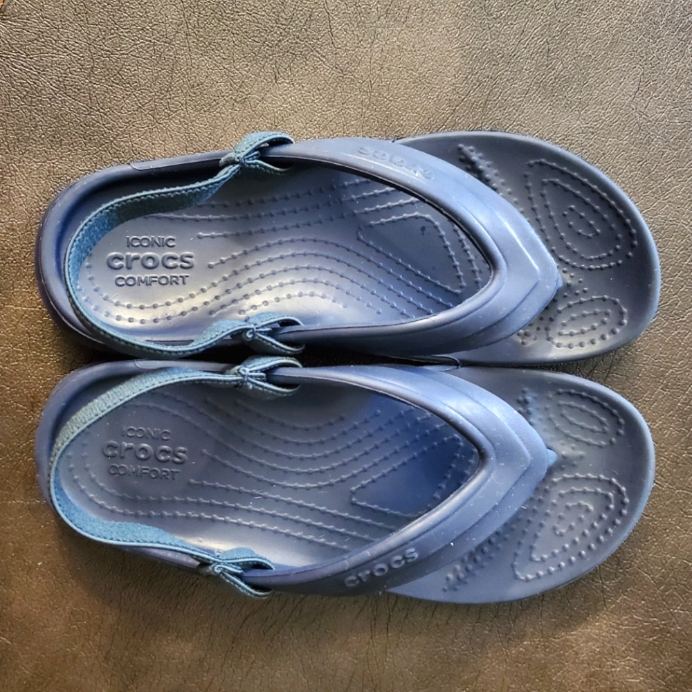 Children Crocs, navy blue sandles, size 12, gently used.